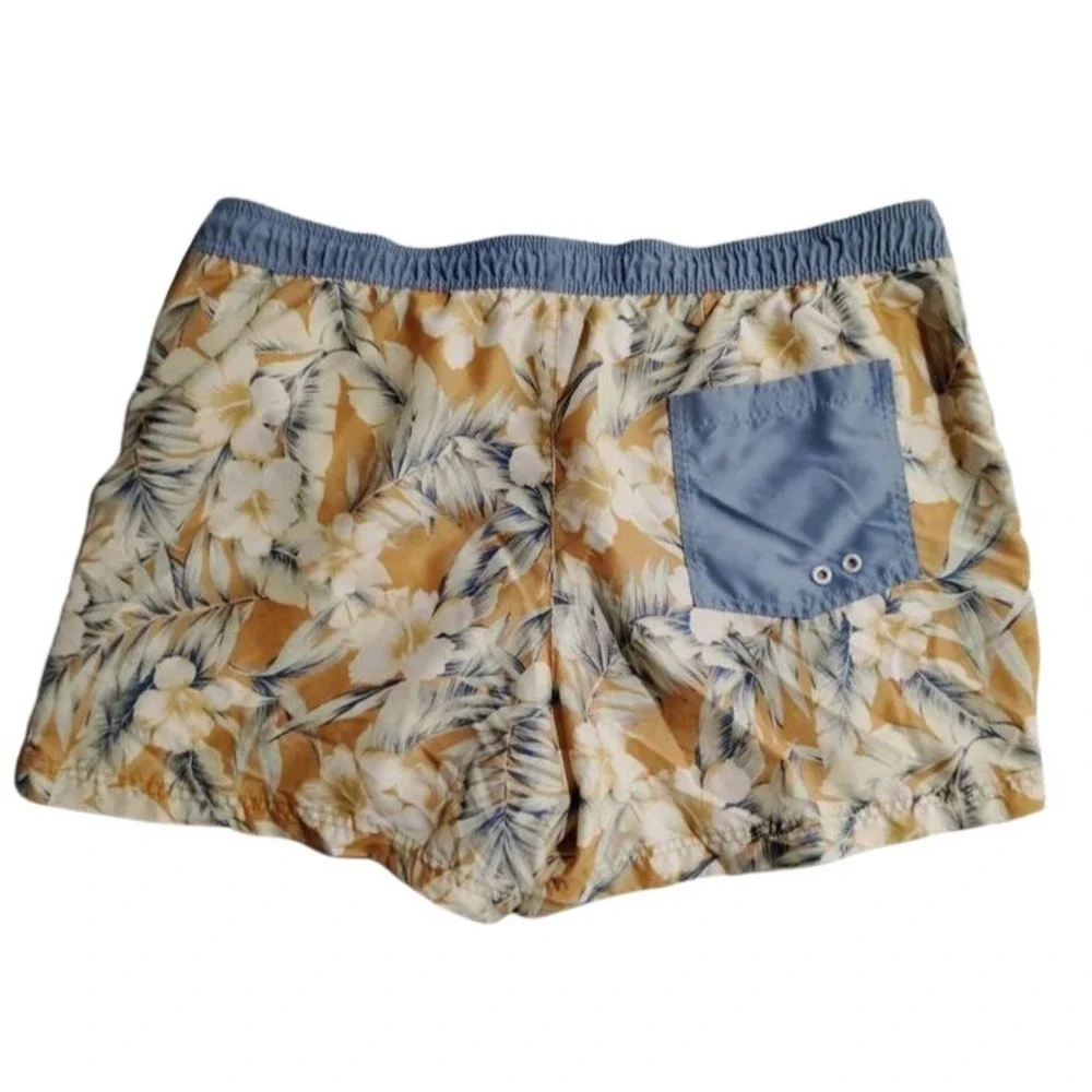 American Eagle Outfitters‎ Mens Swim Trunks Tropical Floral XL Blue Waistband